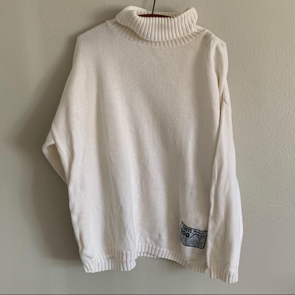 Vintage Guess by Georges Marciano White Turtleneck Sweater sz L